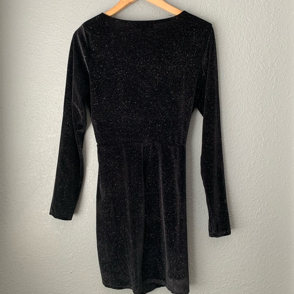 Trixxi Juniors' Glitter Velvet Surplice Dress - Picture 7 of 9